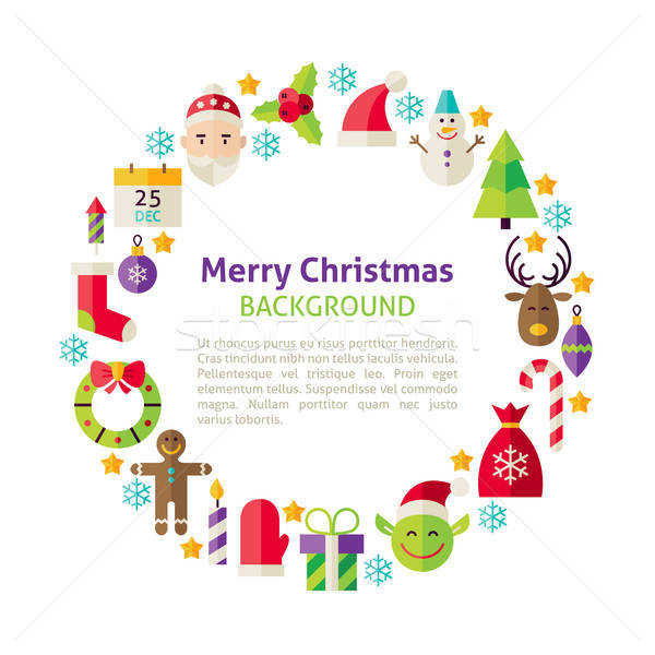 Flat Style Vector Circle Template Collection of Winter Merry Chr Stock photo © Anna_leni
