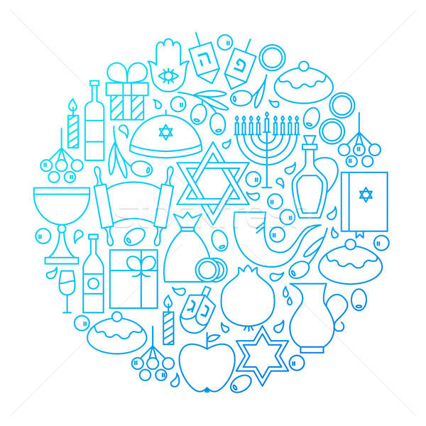 Hanukkah Line Icon Circle Design Stock photo © Anna_leni