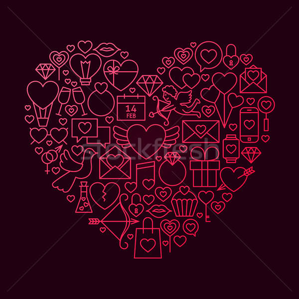 Valentine Day Line Icon Heart Concept Stock photo © Anna_leni