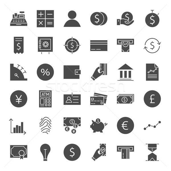 Finanzierung Geld solide Web-Icons Vektor Set Stock foto © Anna_leni