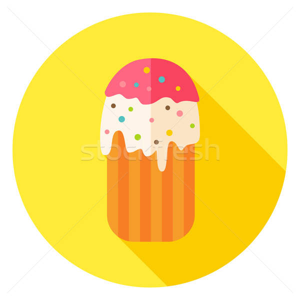 Stock photo: Easter Cake Circle Icon with long Shadow