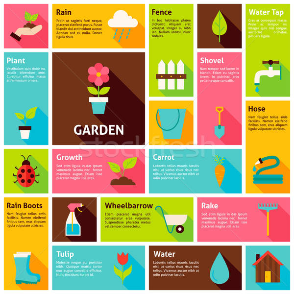 Flat Design Vector Icons Infographic Garden Nature Concept Stock photo © Anna_leni