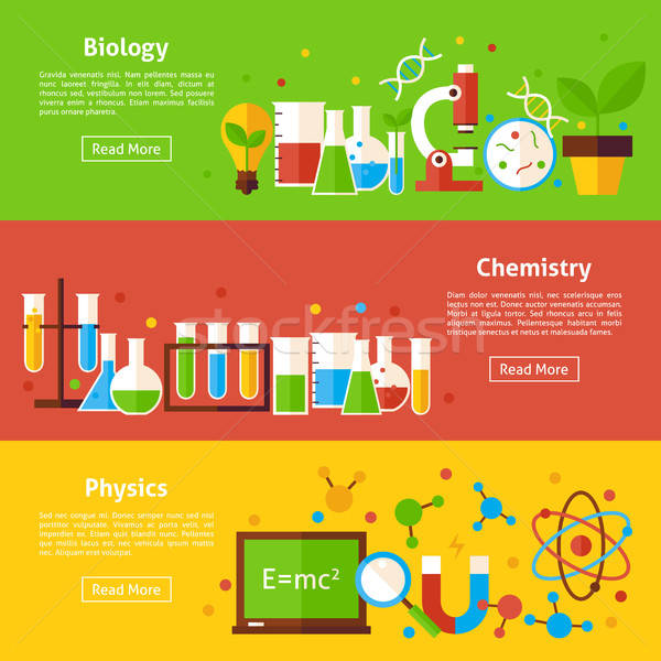 Biologie chimie fizica ştiinţă orizontala bannere Imagine de stoc © Anna_leni