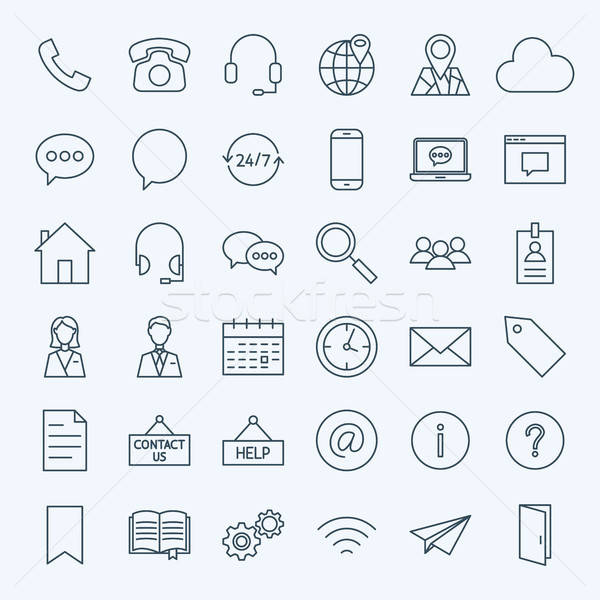 Stock photo: Line Contact Us Icons