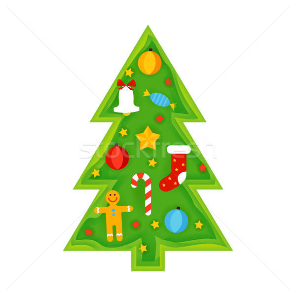 Stock photo: Christmas Tree Papercut
