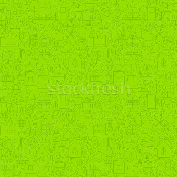 Thin Line Eco Friendly Ecology Green Seamless Pattern Stock photo © Anna_leni