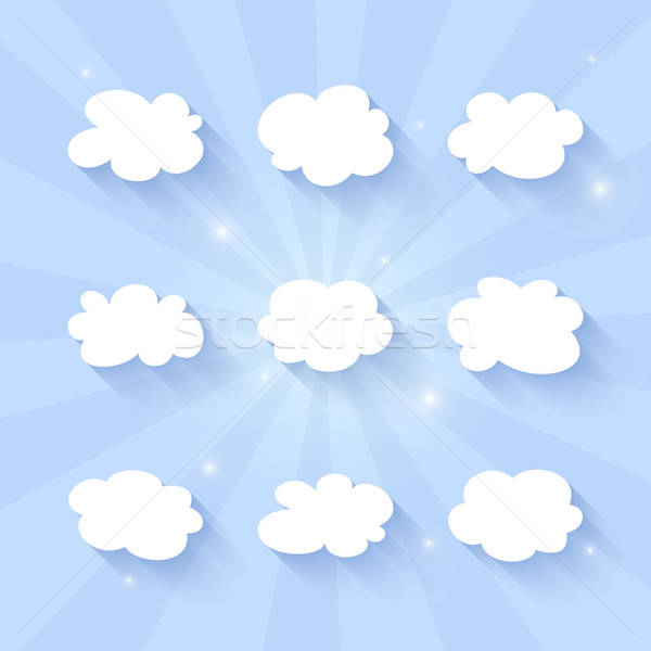 雲圖標 集 藍色 信息 鈕 現代 商業照片 © Anna_leni