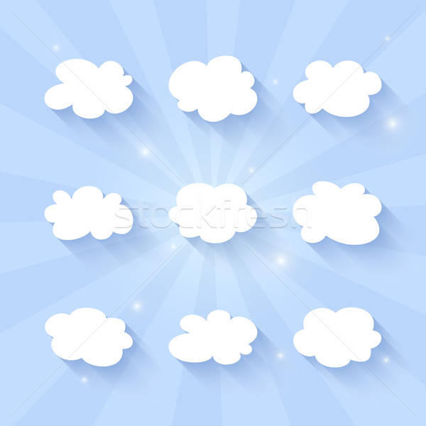 Cloud icon set on a blue Stock photo © Anna_leni