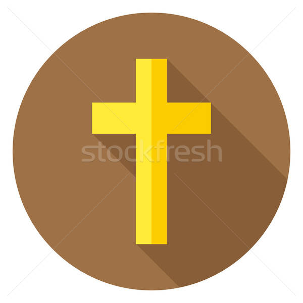 The Christian Cross Circle Icon with long Shadow Stock photo © Anna_leni