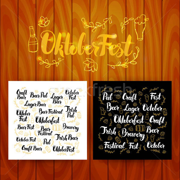 Oktober Fest Lettering Postcards Stock photo © Anna_leni