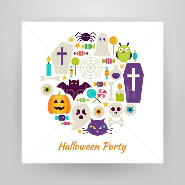 Stijl cirkel vector ingesteld halloween vakantie Stockfoto © Anna_leni