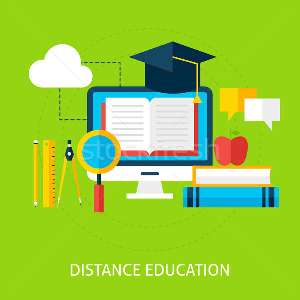 Distance Education Flat Concept Stock photo © Anna_leni