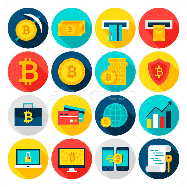 Bitcoin Currency Flat Icons Stock photo © Anna_leni