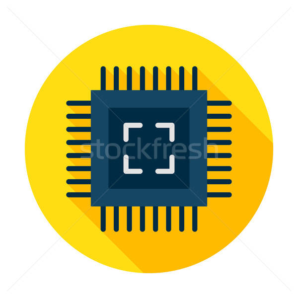 Számítógép chip kör ikon stílus tétel Stock fotó © Anna_leni