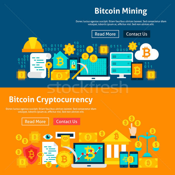 Bitcoin sitio web banners web negocios Foto stock © Anna_leni