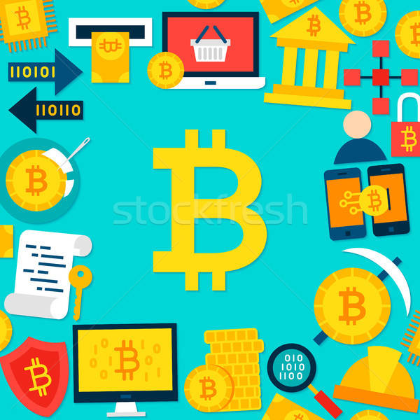 Bitcoin Flat Template Stock photo © Anna_leni