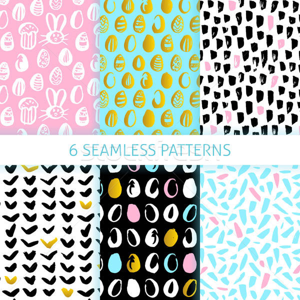 Happy Easter Funky Seamless Patterns Stock photo © Anna_leni
