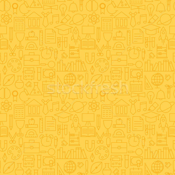 Thin School Line Education Graduation Seamless Yellow Pattern Stock photo © Anna_leni