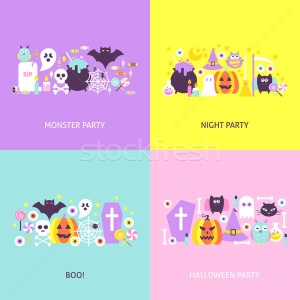 Trendy Halloween Konzepte Set Design Sammlung Stock foto © Anna_leni