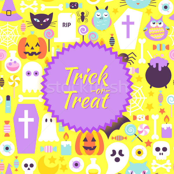 Halloween Trick or Treat Trendy Poster Stock photo © Anna_leni