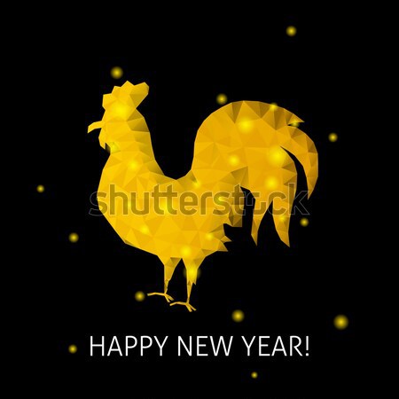 Polygonal Gold Rooster Silhouette Stock photo © Anna_leni