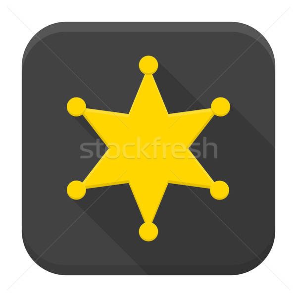 Western sheriff star flat app icon with long shadow Stock photo © Anna_leni