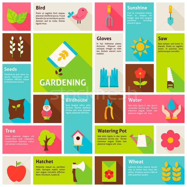 Flat Design Vector Icons Infographic Spring Gardening Concept Stock photo © Anna_leni
