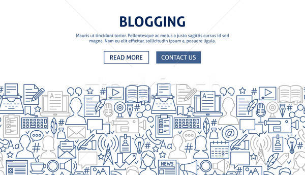 Blogging banner projektu line internetowych świecie Zdjęcia stock © Anna_leni