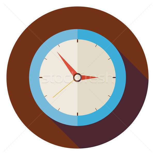 Flat Office Workplace Interior Clock Circle Icon with Long Shado Stock photo © Anna_leni