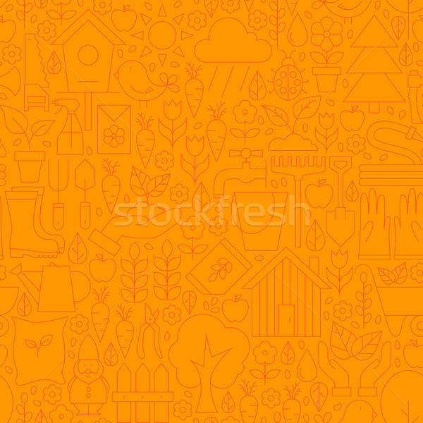 Thin Line Orange Spring and Garden Seamless Pattern Stock photo © Anna_leni