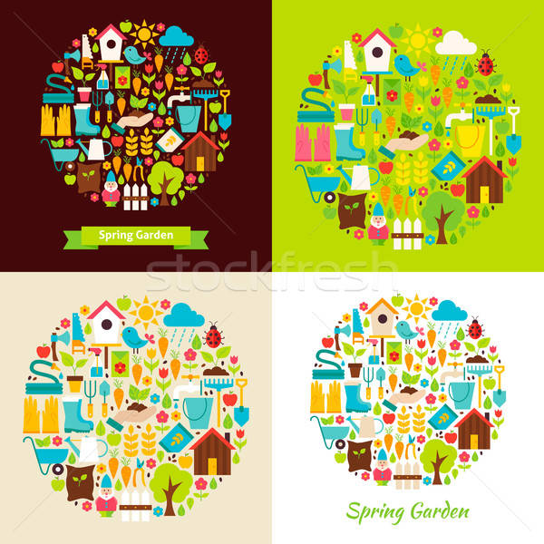 Flat Spring Garden Objects Concepts Stock photo © Anna_leni