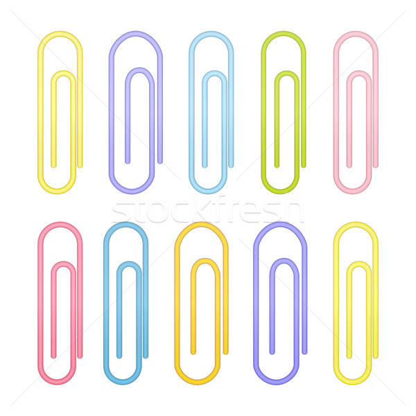 Colorful paperclip icons on a white Stock photo © Anna_leni