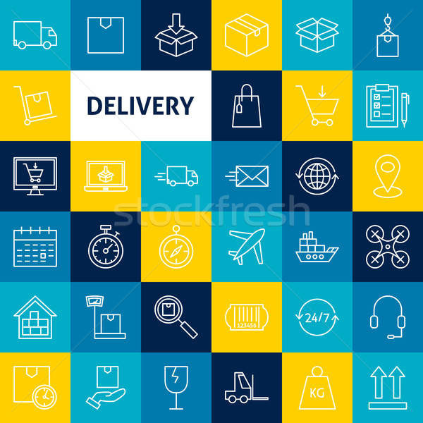 Vector Delivery Line Icons Stock photo © Anna_leni