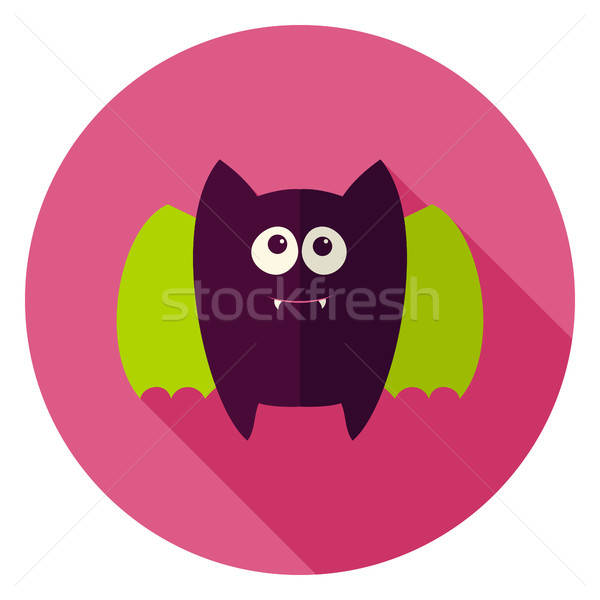 Cute bat cercle icône design longtemps [[stock_photo]] © Anna_leni