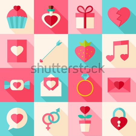 Happy Valentine Day Colorful Icons Stock photo © Anna_leni