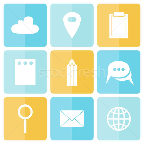 Business Flat icons blue and yellow Stock photo © Anna_leni