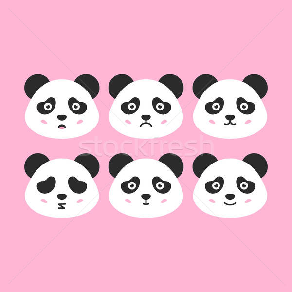 Panda fete set drăguţ animal Imagine de stoc © Anna_leni