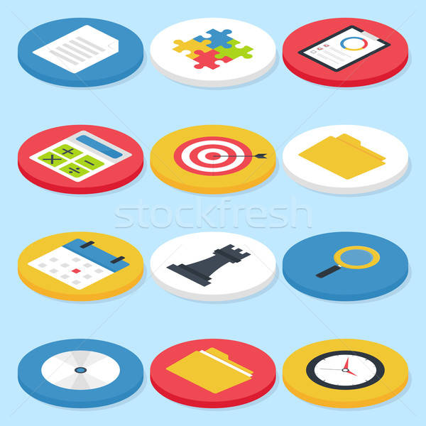 Flat Business Isometric Circle Icons Set Stock photo © Anna_leni