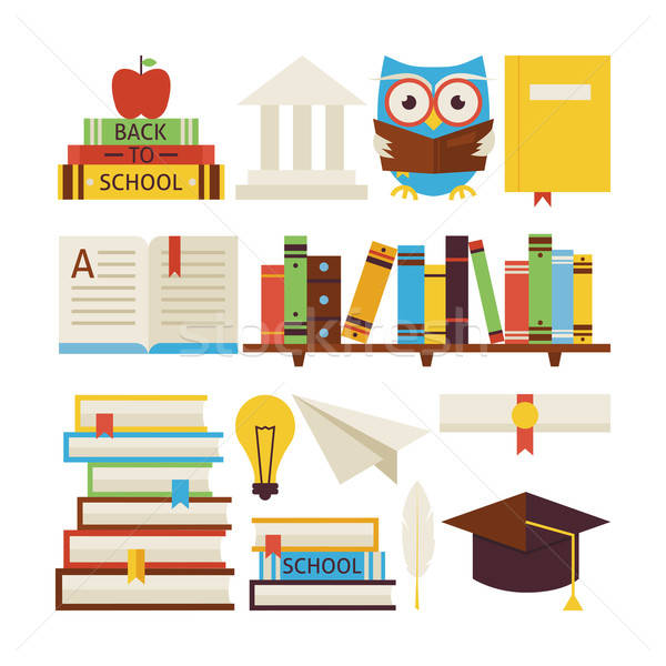 Flat Style Vector Collection of Books Education and Knowledge Ob Stock photo © Anna_leni