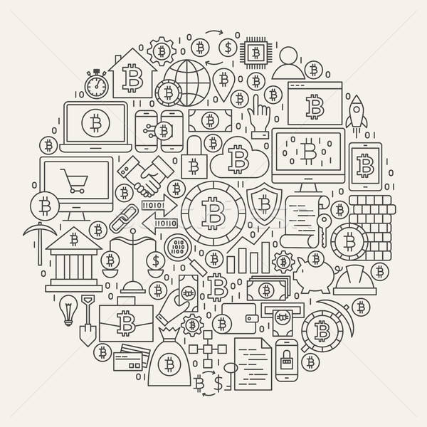 Bitcoin Line Icons Circle Stock photo © Anna_leni