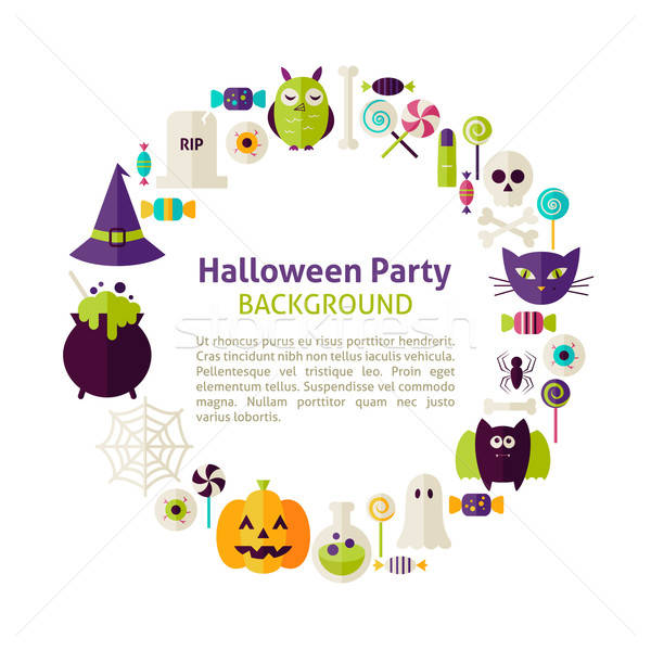 Stock photo: Flat Style Vector Circle Template Collection of Halloween Party 