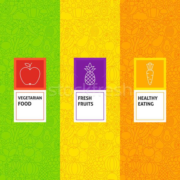 Line Fruit Vegetable Patterns Set Stock photo © Anna_leni