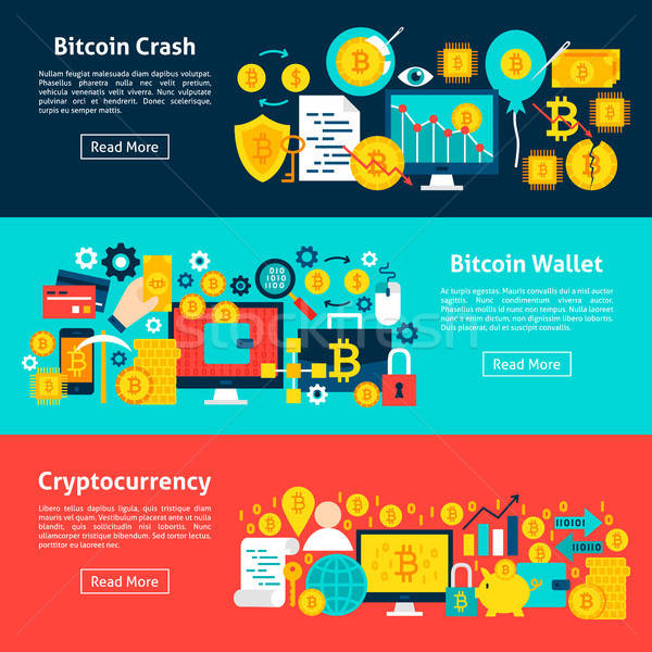 Foto stock: Bitcoin · horizontal · banners · sitio · web · negocios