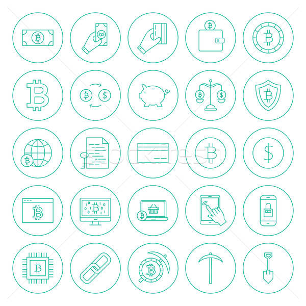 Line Cryptocurrency Circle Icons Stock photo © Anna_leni