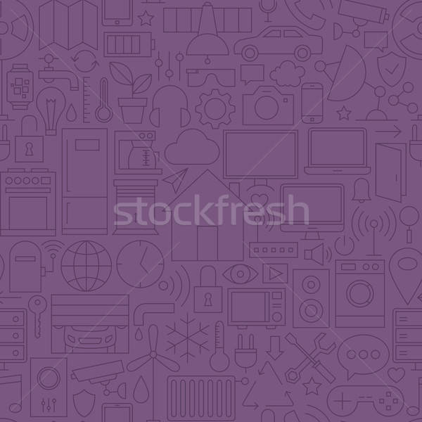 Thin Home Technology Seamless Dark Purple Pattern Stock photo © Anna_leni