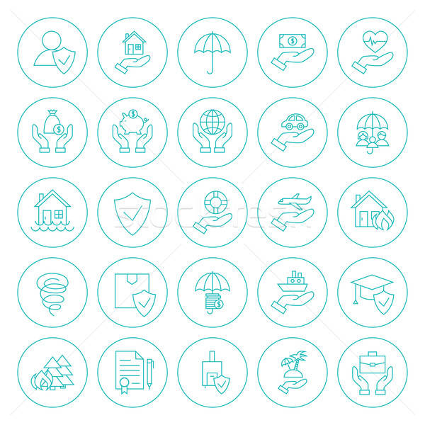 Line Circle Insurance Icons Set Stock photo © Anna_leni