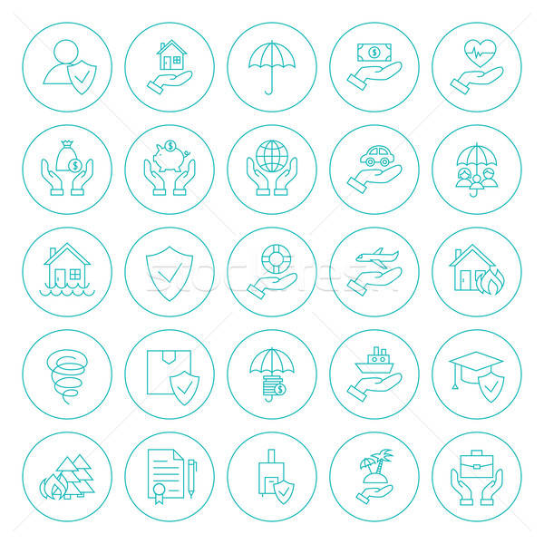 Line Circle Insurance Icons Set Stock photo © Anna_leni