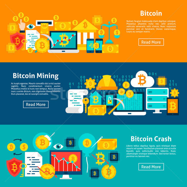 Bitcoin Cryptocurrency Horizontal Banners Stock photo © Anna_leni