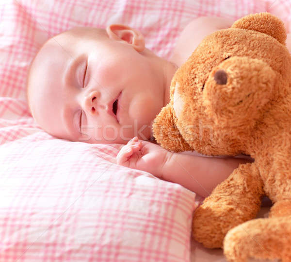 Liebenswert neu geboren Baby Porträt schlafen cute Stock foto © Anna_Om