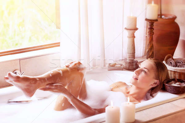 Genießen Tag spa schöne Frau Bad Stock foto © Anna_Om